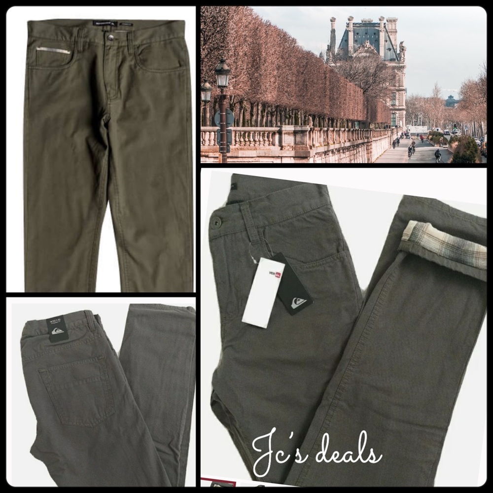 ✅ men’s quiksilver smoking otsu green canvas pants